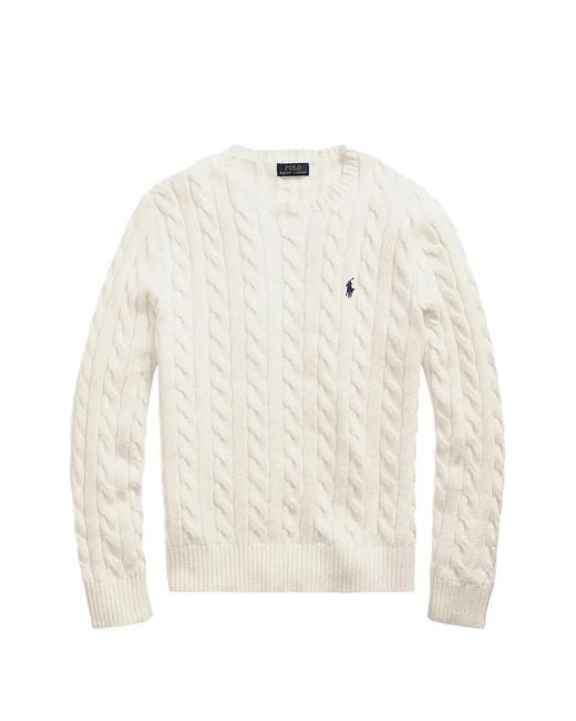 Polo Ralph Lauren White Cable-Knit Sweater for men