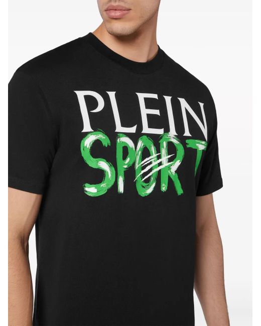 Philipp Plein Black Ss Logo-Print Cotton T-Shirt for men