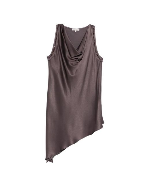 Antonelli Brown Becky Embellished Cowl-Neck Blouse