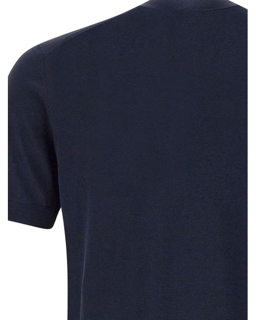 Paolo Pecora Blue Silk-Blend T-Shirt for men