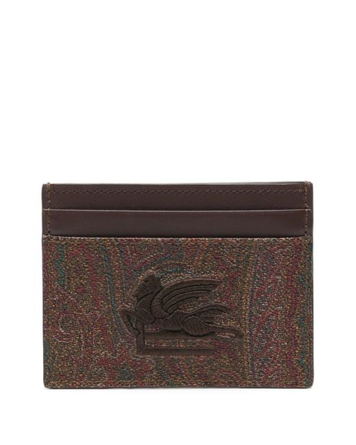 Etro Brown Pegaso-embroidered Cardholder