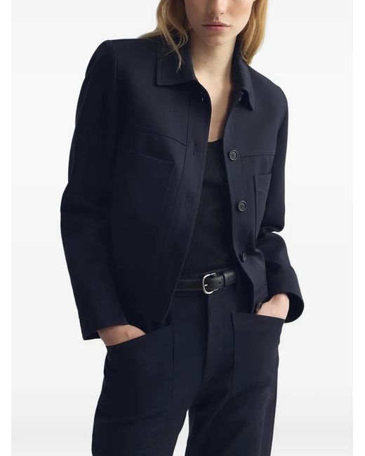 Nili Lotan Blue Susannah Button-Up Jacket