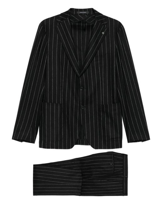 Tagliatore Black Pinstripe Suit for men