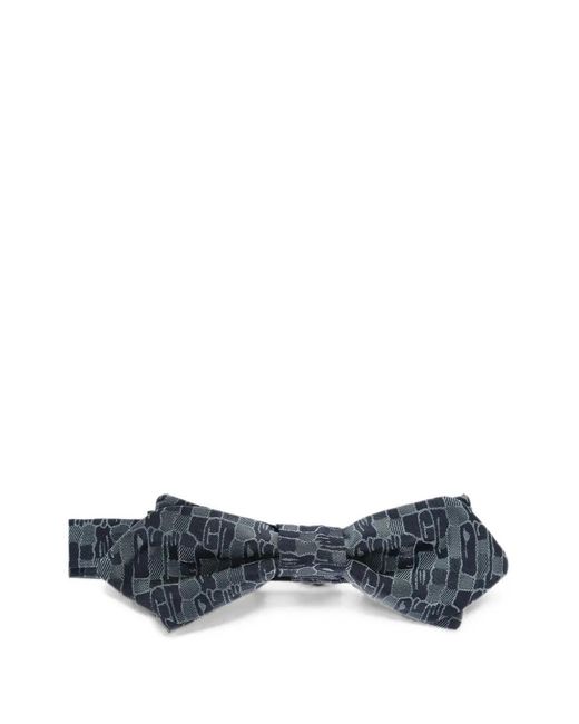 Corneliani Blue Abstract-Pattern Silk Bow Tie for men