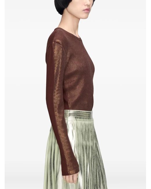 Maison Margiela Brown Foiled Ribbed T-Shirt