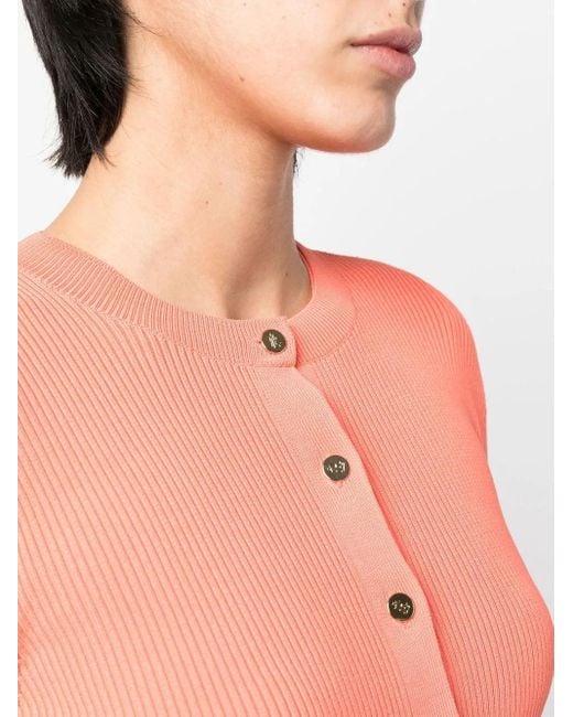 Ralph Lauren Pink Button-Up Rib-Knit Cardigan