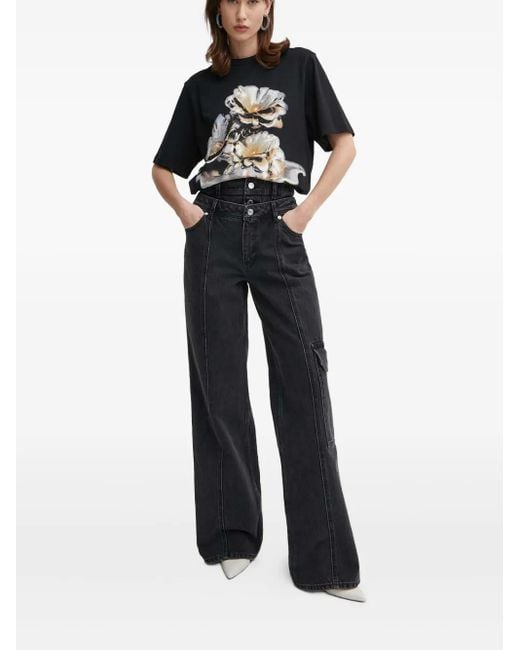 Stine Goya Black Button Cargo-Pocket Jeans