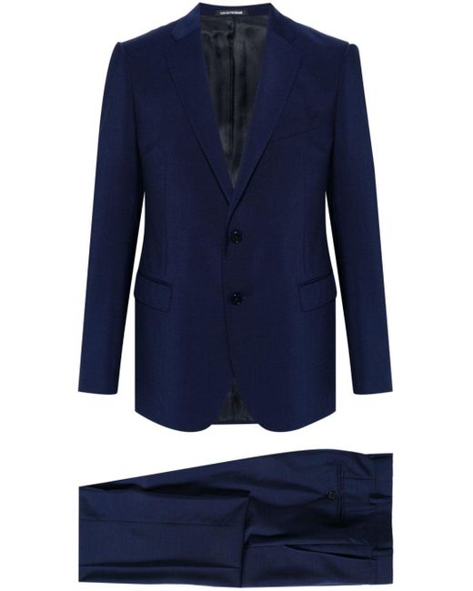 メンズ Emporio Armani ウール シングルスーツ Blue