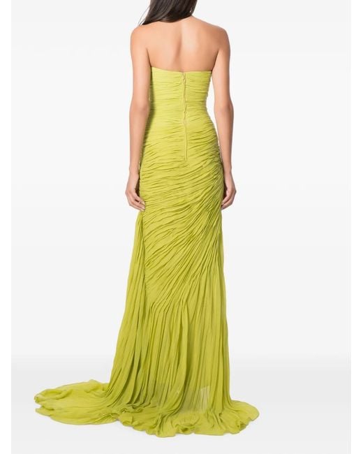 NORINA ST Yellow Viva Ruched Strapless Maxi Dress