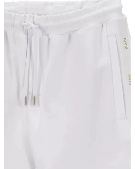 Boss White Stadium Hadiko 2 Track Pants for men