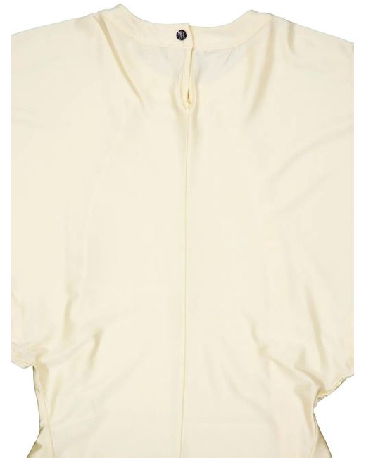 Rabanne Yellow Draped-Detail Round-Neck Blouse