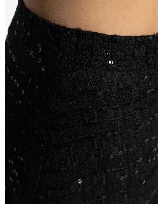 Alessandra Rich Black Sequin Slit Skirt