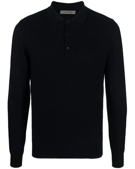 Corneliani Blue Virgin Wool Polo Shirt for men