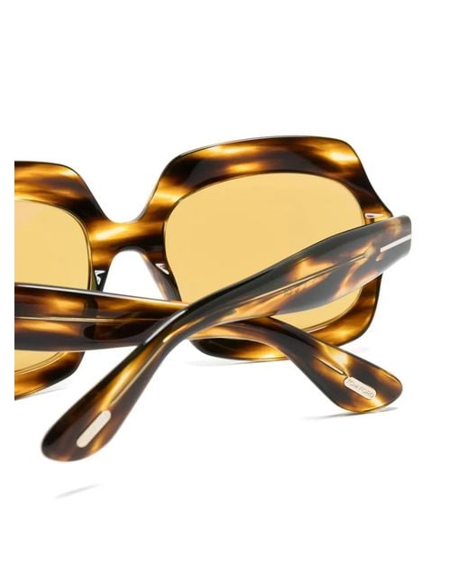 Tom Ford Natural Tortoiseshell-Effect Oversize-Frame Sunglasses