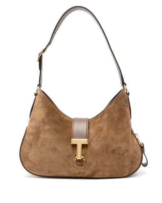 Tom Ford Brown Medium Monarch Suede Shoulder Bag
