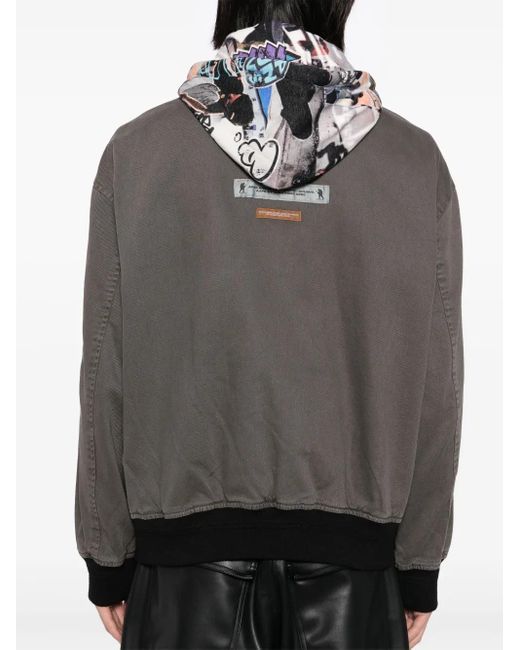 Aape By A Bathing Ape Gray Logo-Graffiti-Print Hooded Jacket for men