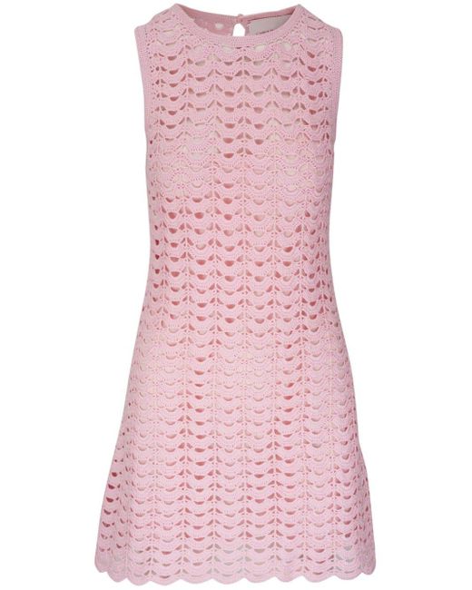 Carolina Herrera Pink Crochet Sleeveless Dress