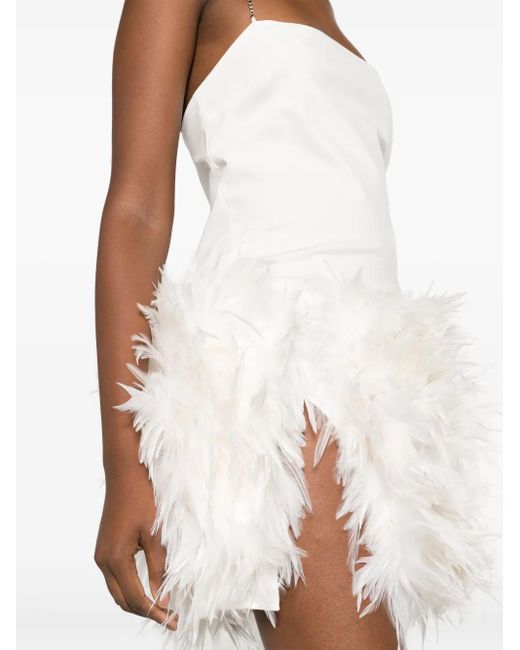 The Attico White Fujiko Feather-Trimmed Minidress