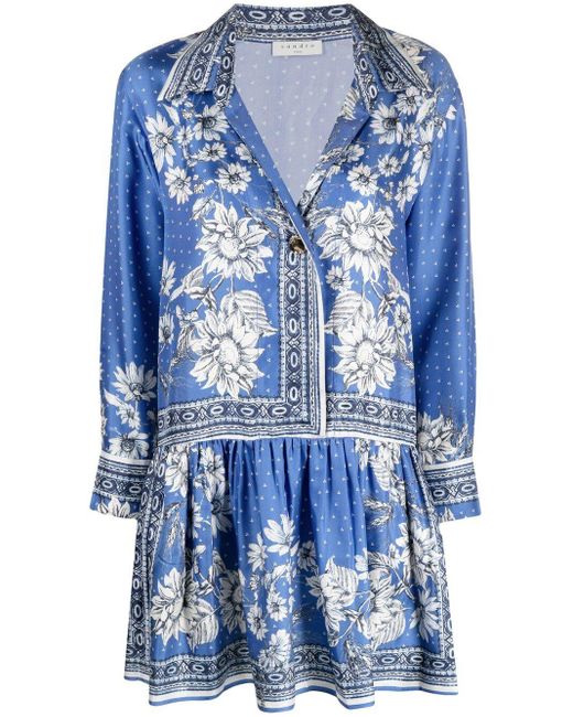 Robe-chemise à fleurs Sandro en coloris Bleu | Lyst