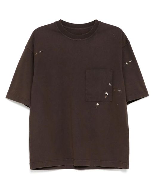 メンズ CROQUIS エンブロイダリー Tシャツ Brown