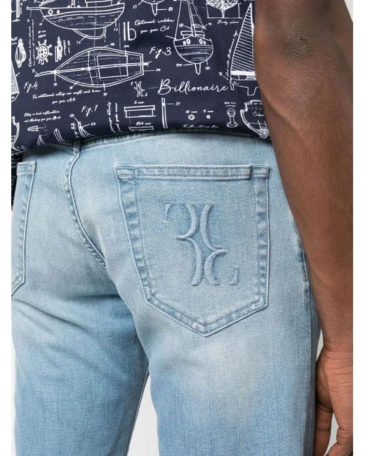 Billionaire Blue Mid Rise Straight Leg Jeans for men