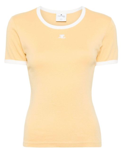 Courreges Yellow Contrast Cotton T-shirt