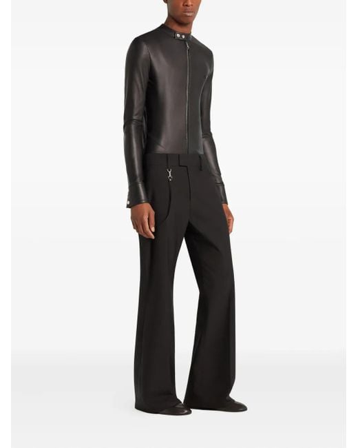 Courreges Black Zip-Up Biker Jacket for men