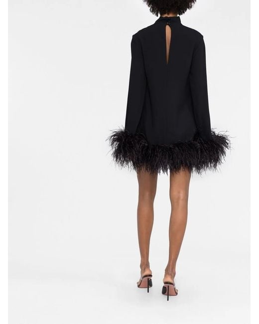 ‎Taller Marmo Black Gina Feather-Trim Mini Dress