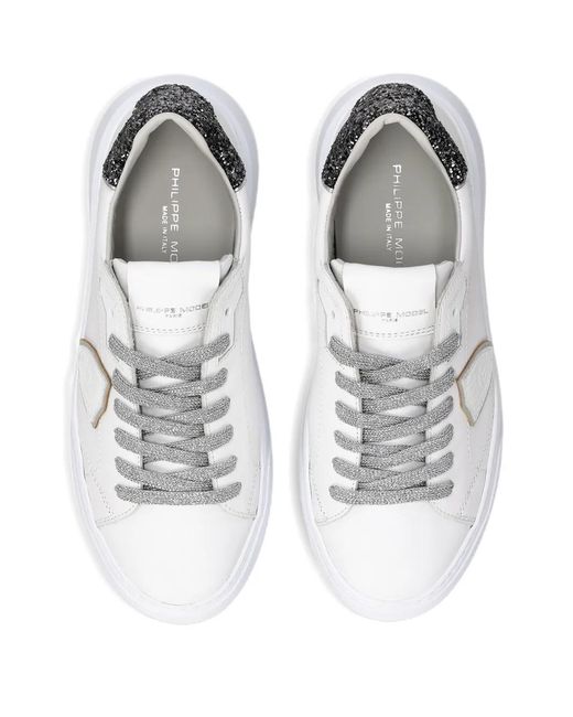 Philippe Model White Temple Round-Toe Sneakers