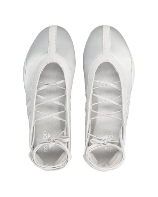 Adidas White Lace-Up Metallic Ballet Flats