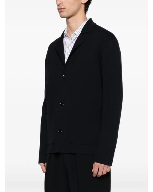 Fursac Black Collared Button-Front Cardigan for men