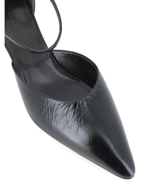 Le Monde Beryl Black Ankle-Strap Pointed-Toe Pumps