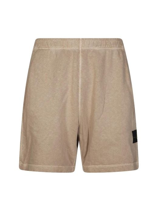 Stone Island Natural Elastic-Waistband Track Shorts for men