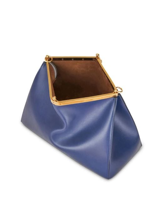 Etro Blue Medium Vela Leather Shoulder Bag