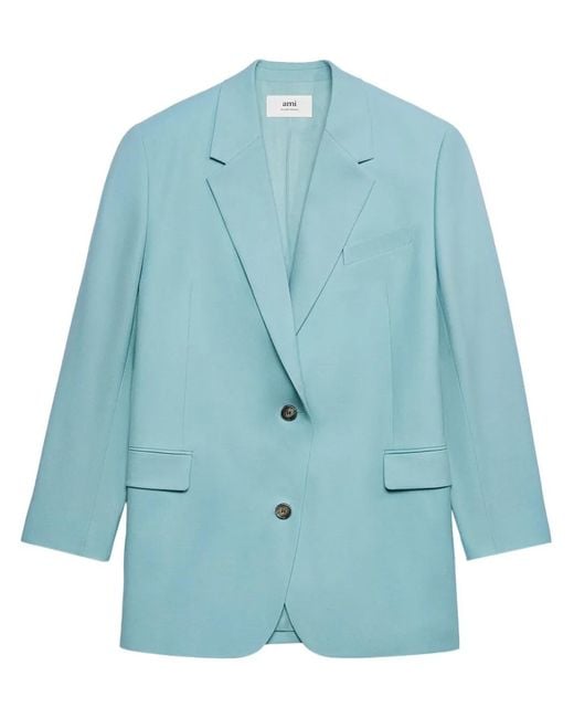 AMI Blue Oversize Single-Breasted Blazer