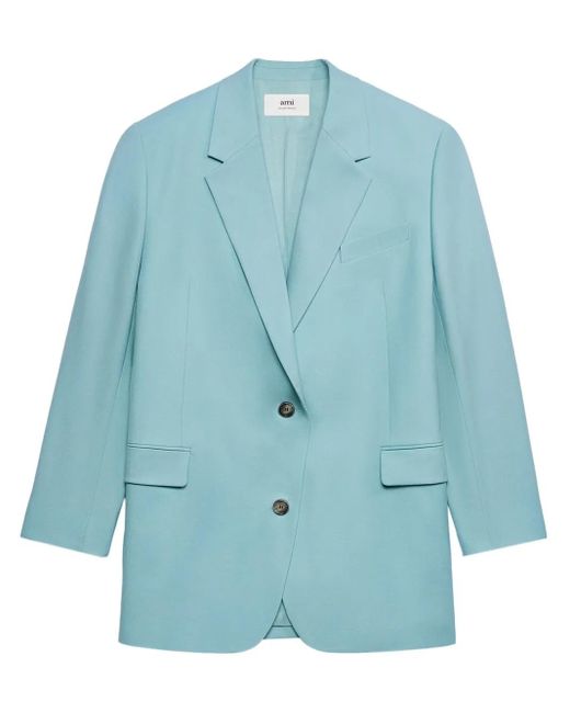 AMI Blue Oversize Single-Breasted Blazer