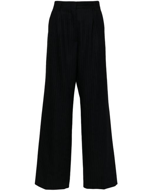 Miu Miu Black Pinstriped Straight-Leg Trousers