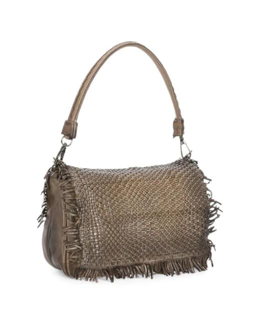 Reptile's House Brown Anfora Braided Fringed Shoulder Bag
