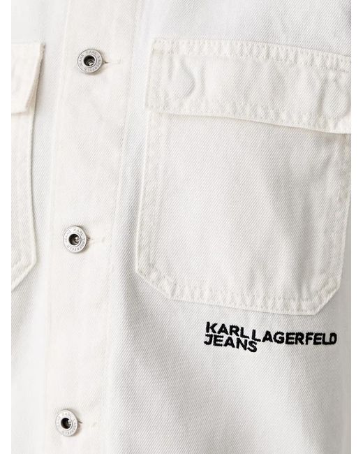 Karl Lagerfeld White Logo-Print Denim Jacket