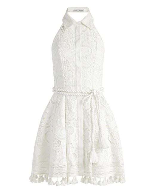 Alice + Olivia White Lucy Minikleid aus Hemd