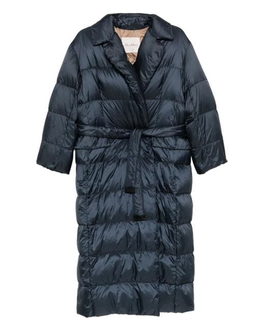 Max Mara Blue Gesteppter Mantel mit Gürtel