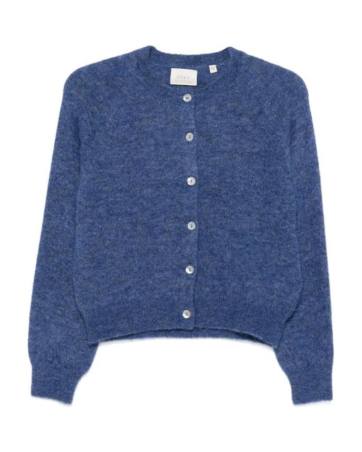 Doen Blue Petra Puff-Sleeves Cardigan