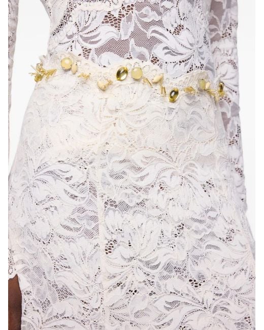 Rabanne White Lace Maxi Skirt