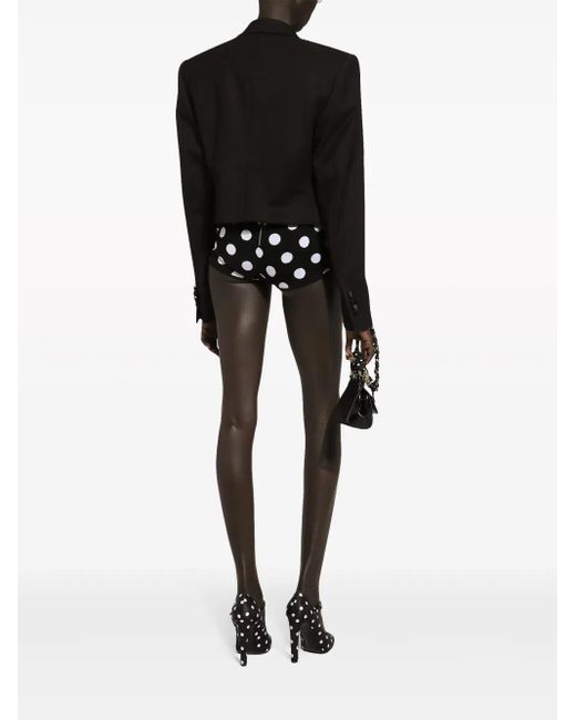 Dolce & Gabbana Black Double-Breasted Cropped Blazer