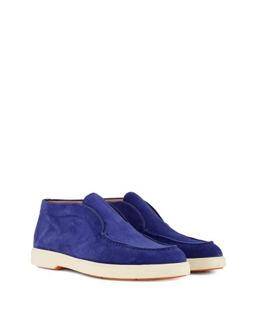 Santoni Blue Stiefel Aus Wildleder