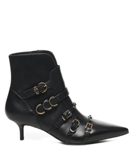 Pinko Black Spitze Stiefel mit Schnallendetail