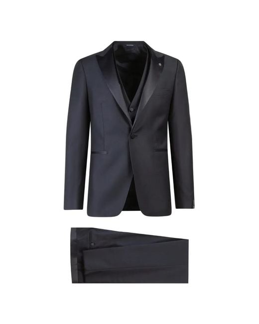 Tagliatore Blue Satin-Trim Three-Piece Tuxedo Suit for men