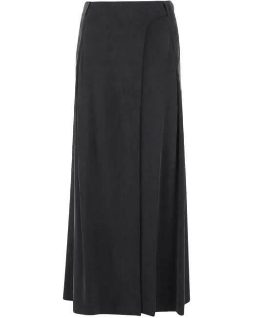 Giorgio Armani Black Cupro Interlock Long Skirt