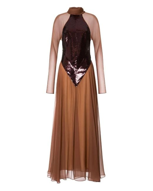 Alberta Ferretti Brown Abendkleid Mit Pailletten