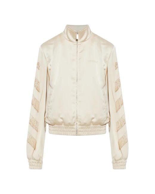 Off-White c/o Virgil Abloh White Lace-Insert Satin Bomber Jacket